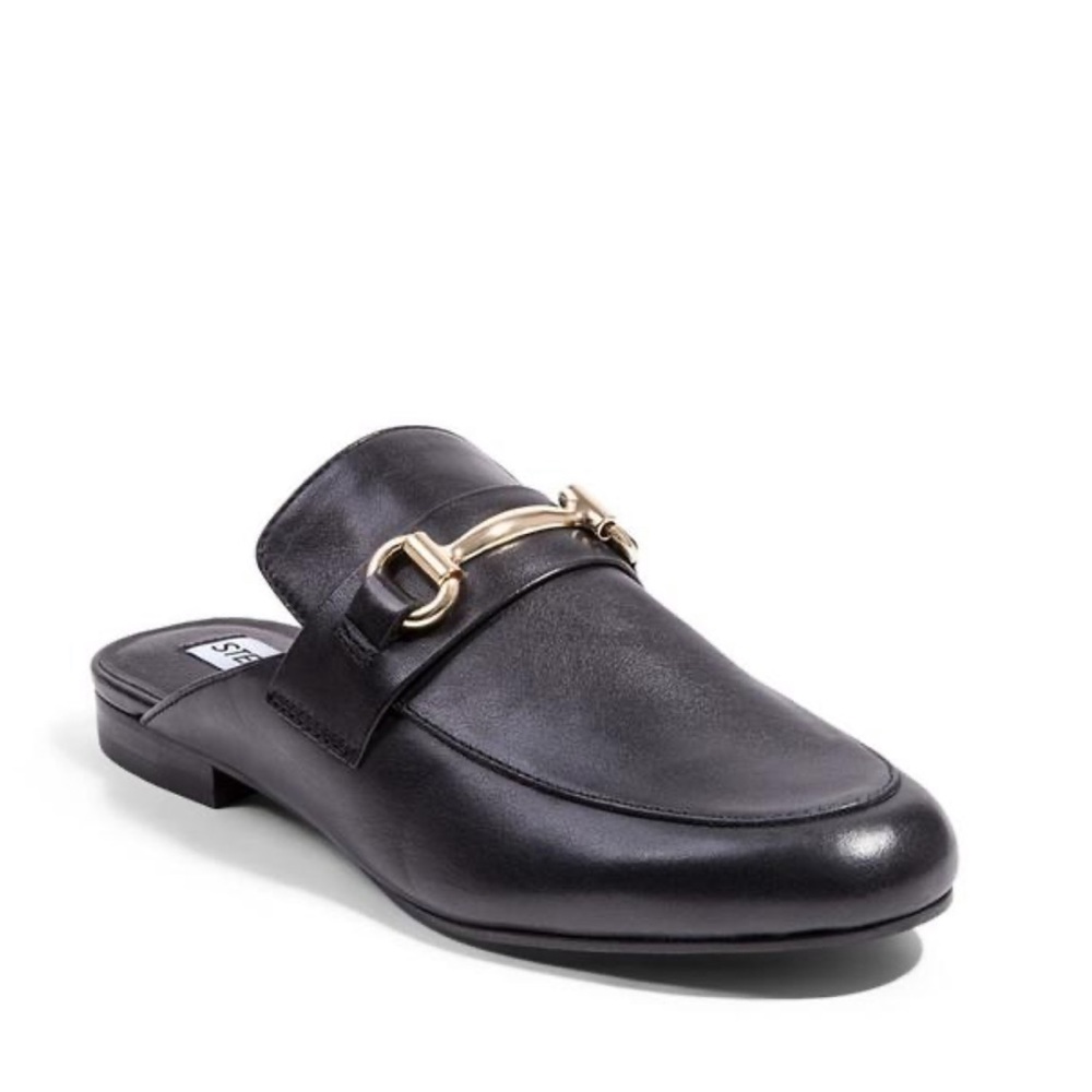 Steve Madden Black Leather Tailored Mules Size 6.5